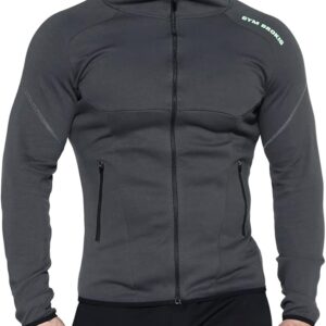 BROKIG Mens Gym Hoodie Full Zip Up Hoodies for Men Running Workout Jackets with Zipper Pockets