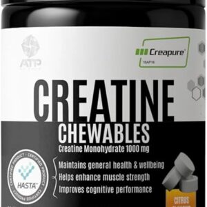 ATP Science Creatine Chewables with 3g Creapure Creatine Monohydrate Per Serve, German-Made, High Purity, Convenient On-the-Go Format, No Water Needed, 90 Tablets, Flavour - Orange