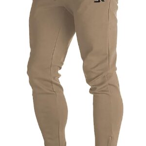 BROKIG Mens Zip Joggers Pants - Casual Gym Workout Track Pants Comfortable Slim Fit Tapered Sweatpants with Pockets