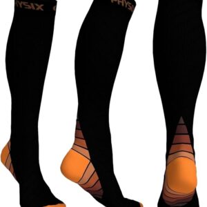 Physix Gear Compression Socks for Men & Women (20-30 mmHg) Best Graduated Athletic Fit for Running, Nurses, Shin Splints, Flight Travel & Maternity Pregnancy - Boost Stamina, Circulation & Recovery