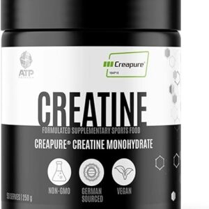 ATP Science Creatine Monohydrate Creapure®, Creatine for Strength, Performance and Recovery, Pre or Post-Workout, Creatine for Women and Men, Non-GMO, Unflavoured 250g