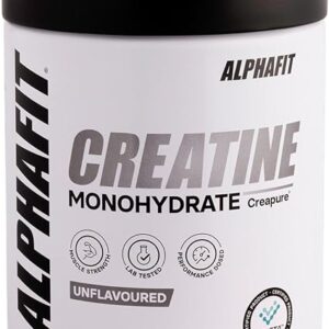 ALPHAFIT Creapure® Creatine Monohydrate Powder, Muscle Growth & Power, Unflavoured, HASTA Certified, 300g (100 Serves)