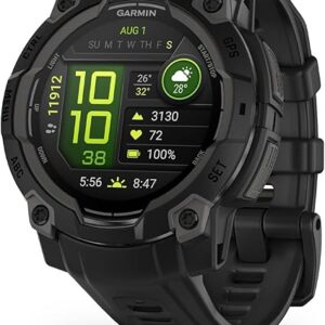 Garmin Instinct 3 45mm AMOLED Display Rugged Outdoor GPS Smartwatch, Metal-Reinforced Bezel, Built-in Flashlight, Up to 18 Days of Battery Life, Black
