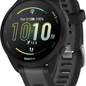 Garmin Forerunner 165 Easy to Use Lightweight GPS Running Smartwatch, AMOLED Touchscreen, Advanced Training Insights and Features, Safety and Tracking Features, Up to 11 Days Battery Life, Black