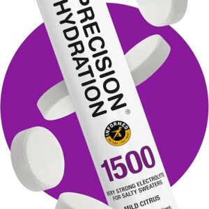 Precision Hydration Electrolyte Tablets - Multi Strength Effervescent Hydration Tablets - Combats Cramp - Low Calorie, Gluten Free, Vegan/Vegetarian Friendly (1 Tube, 1500mg/L - Purple Tube)