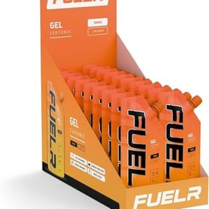FUELR Isotonic Energy Gel - Running - Fast-Absorbing Carbs for All Athletes, Runners, Cyclists, Endurance Sports – Gels for Marathon, Triathlon, Cycling, Football (Orange, 20 Gels)