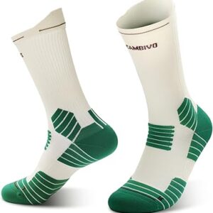 CAMBIVO Sports Crew Socks for Women & Men, Mid-Calf Athletic Socks with 10–15 mmHg Graduated Compression, Cushioned Support for Running, Walking, Work, Travel & Everyday Wear