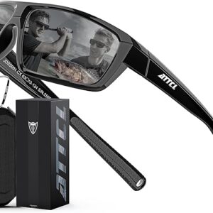 ATTCL Polarised Sunglasses Men for Running: UV400 Protection Lightweight TR90 Wraparound Sports Sun Glasses Fishing Cricket
