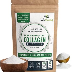 Nutra Nourished Collagen Powder (300g) – Pure Hydrolyzed Bovine Collagen Peptides – Unflavoured, High-Quality Protein Powder Supplement – Made in Australia